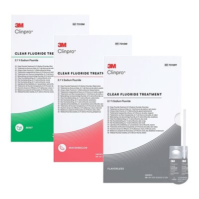 3M Clinpro Clear Fluoruro Transparente 2,1% – caja 100 u Sabor Menta, Sandiía o Neutro